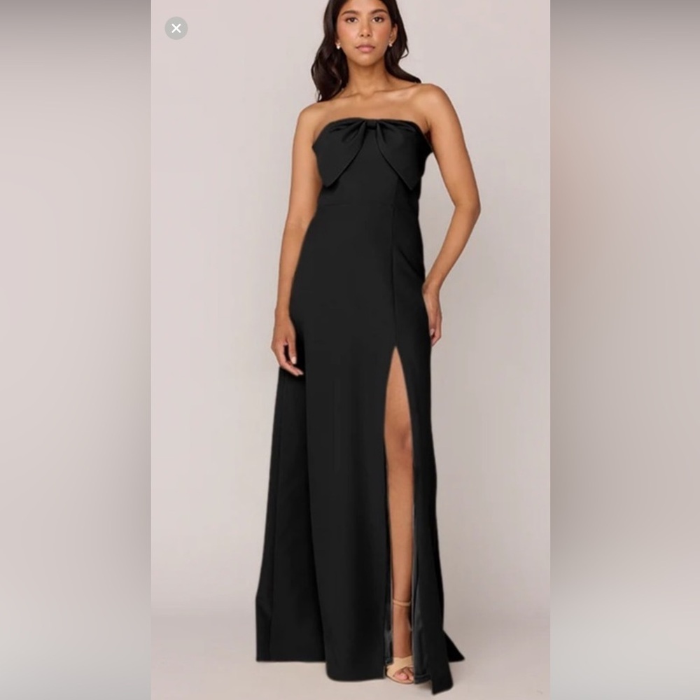 Revelry Monroe Crepe Dress gown strapless w/ Bow in Black size 16